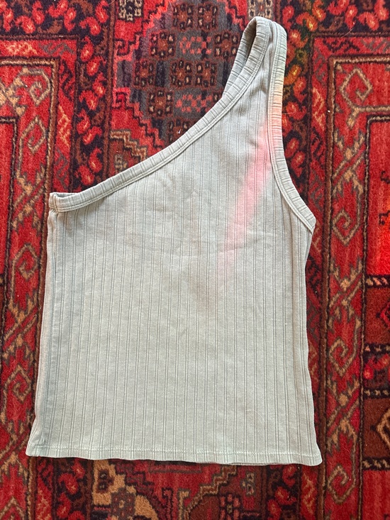 American Eagle Outfitters Tops - American Eagle Outfitters One-Shoulder Ribbed Tank - soft green